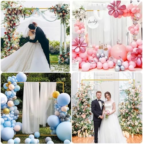 Asee'm 6.6FTx6.6FT Gold Wedding Arch Backdrop Stand Square Metal - Image 6