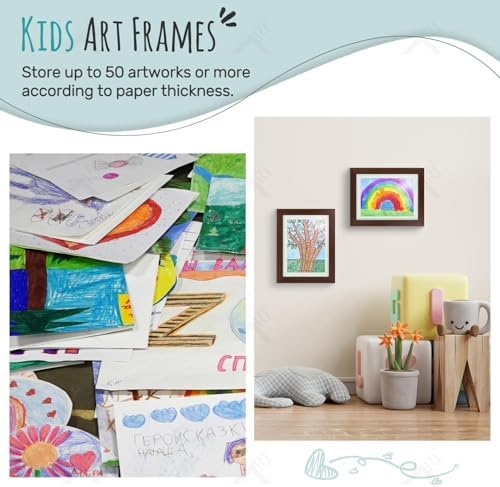 4 Pack 9x12 Front-Opening Kids Artwork Frames Changeable (Walnut) - Image 6