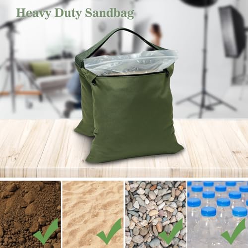4 Packs Green Sandbag Weight Bags for Light Photography Video Equipment - Image 3