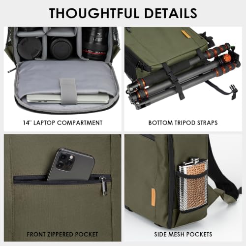 TARION Camera Backpack for Photographers Compact 12L Green TB-S - Image 4