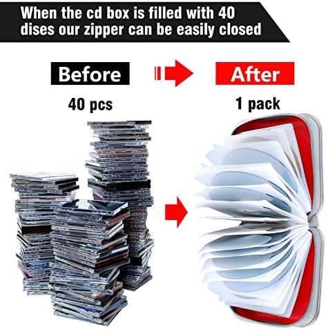 Siveit CD/DVD Cases 40 Capacity Disc Storage Binder for Car(Red) - Image 4