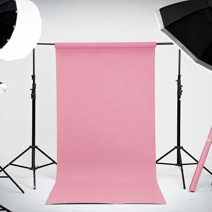Kate Seamless Paper Backdrop for Photography Solid Pink Backdrop Paper (53''x32.8' Baby Pink) - Image 2
