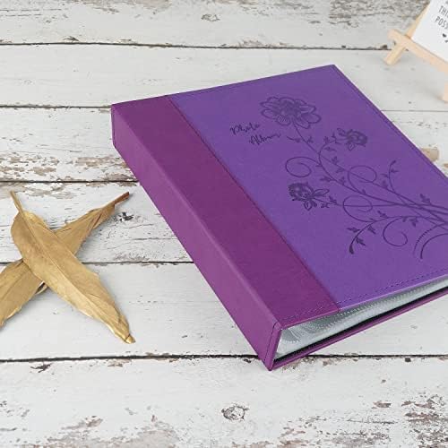 Photo Album 8x10 Clear Pages Pockets Leathe Cover Slip Slide in Photo Album Holds 100 Vertical 8x10 Photos Picture Book for Wedding Family (Purple) - Image 5