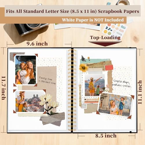 Window Cover Scrapbook Album 8.5x11 in, 30 Sleeves Black - Image 3