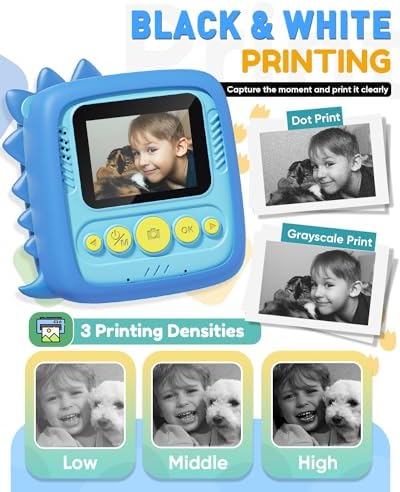 Kids Camera Instant Print with Dinosaur Silicone Case – 1080P Digital Toddler Camera, 3 Rolls Print Paper, Birthday for Boys Girls Age 3-8 (Blue) - Image 5