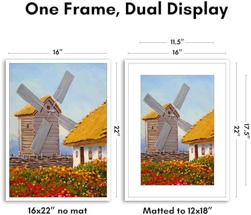 Americanflat 16x22 Poster Frame - Matted to 12x18 - Slim Molding - White - Image 2