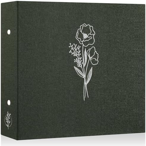 Lanpn 12x12 inch Scrapbook Photo Album, Linen Cover Archival Acid Free Top Load 3 Ring Binder Folder Photo Book 12 x 12 with 30 Plastic Sleeves 60 Pages (Green) by Lanpn