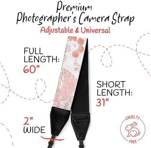 Art Tribute Camera Strap - Shoulder, Crossbody & Neck Camera Strap for Photographers, Fits All Cameras, Canon Nikon Sony Fujifilm, Padded Strap W/Quick Release, Embroidered Cotton & Leather Ends - Image 5