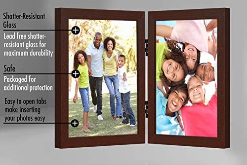 Americanflat Hinged 8x10 Picture Frame with Shatter-Resistant Glass - Double Picture Frames with Engineered Wood - Signature Collection - Photo Frame for Tabletop Display - Mahogany - Image 6