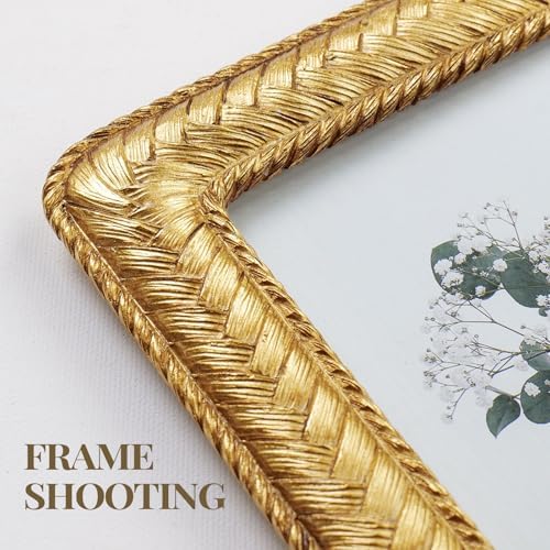 Cuspin 8x10 Gold Picture Frame, Vintage Decorative Rattan Resin Photo Frame - Image 4