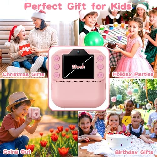 Kids Instant Camera with 64GB SD Card, Portable Digital Camera Toy for Girls and Boys Ages 3-12, Toddler Christmas and Birthday Gift for 3 4 5 6 7 8 9 10 Year Old Kids (Blue) (Pink) - Image 5