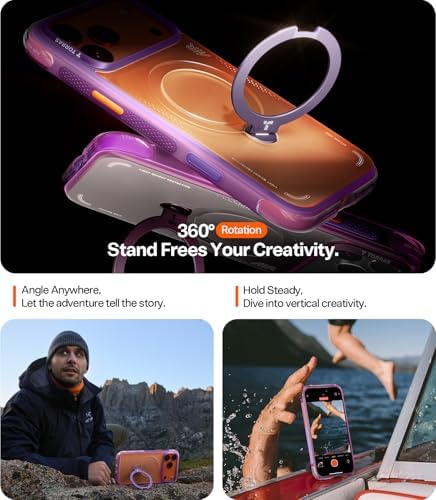 TORRAS Ostand Q3 Air for iPhone 17 Pro Max Case with 360 Magnetic Stand, Fit for MagSafe, Mil-Grade Drop Tested, Camera Control Button, Shockproof Phone Case for iPhone 17 Pro Max 6.9", Aurora Purple - Image 3