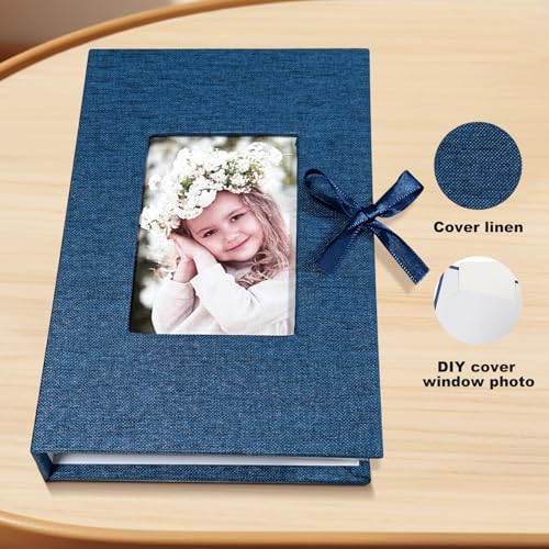 Photo Album 4x6 100 Pockets, Slip-in Picture Albums, Linen Cover Top Loader Vertical Pockets Albums for Baby, Kids Boy Girls, Wedding, Family, Anniversary, Blue - Image 4