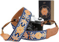 Padwa Lifestyle Camera Strap - 2" Cowhide Leather Head Cotton Camera Straps for Photographers,Adjustable Neck Shoulder & Crossbody Embroidered Cotton Padded Strap for ALL DSLR/SLR Cameras by PadwaLifestyleCameraStrap