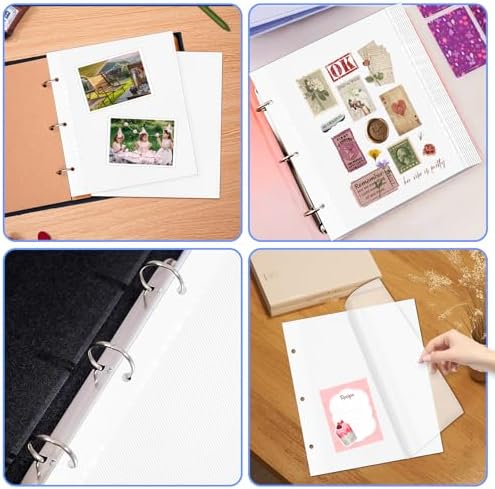 VOKOY 25 Sheets/50 Pages Photo Album Pages for 3 Ring Binder, Self Adhesive Scrapbooking Album Refill Pages Replacement Photo Album Sheets for 2x3 4x6 5x7 8x10 Photo or Cards, 11 x 9 Inch - Image 6