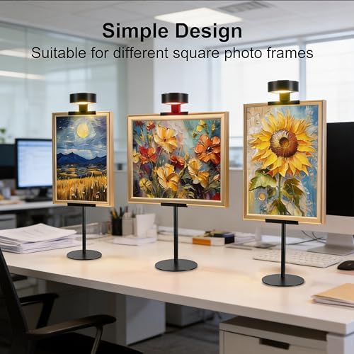 Adjustable Desktop Photo Frame Stand with Magnetic Wall Painting Light, Holds Picture Frames up to 18 Inch,with Rechargeable Battery,Metal Vertical Stand with 3 Color Temperature & 13RGB Poster Lights, for Displaying Picture Frames, Artworks (1 Pack, B... - Image 3