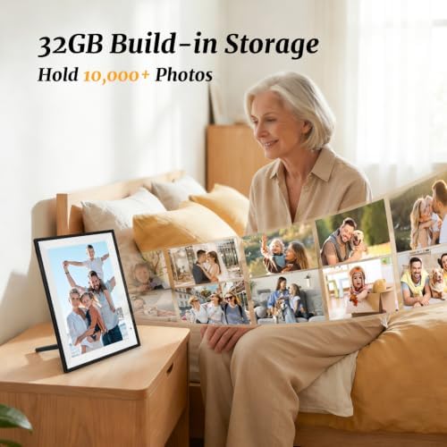 Digital Picture Frame 10.1 Inch Digital Photo Frame 32GB Storage, WiFi Picture Frame with1280x800 IPS Touch Screen, Auto-Rotate Photo Frame Share Your Photos and Videos via AiMOR App, Black - Image 4