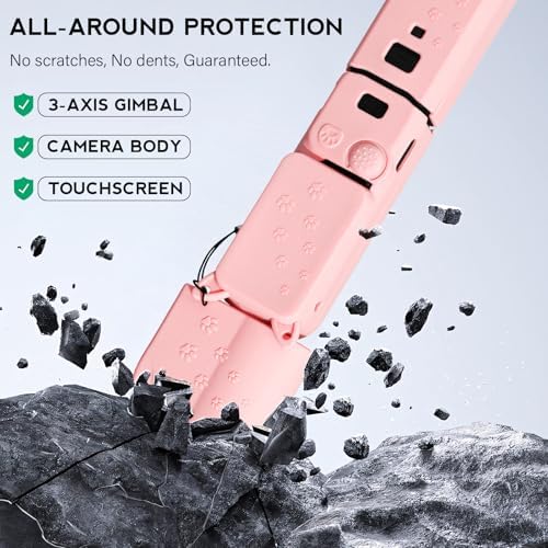 Pocket 3 Case, Cute Silicone Protective Case Compatible with DJI Osmo Pocket 3 Creator Combo, Lightweight Screen Protector Grip Cover Accessories for Xtra Muse - Cat Paw Pink - Image 5