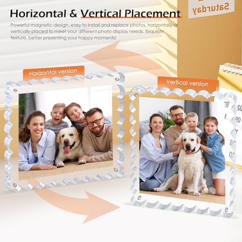 Chivalral 8x10 Scalloped Acrylic Photo Frame 3 Pack,15+15mm Desktop Holders - Image 7
