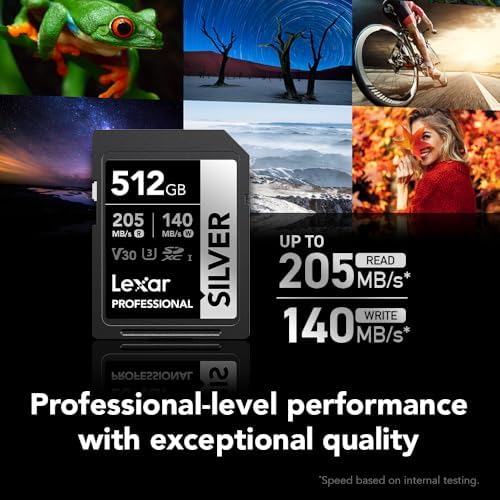 Lexar 512GB Silver SD Memory Card, 205MB/s Read, 4K, V30, U3, UHS-I - Image 2