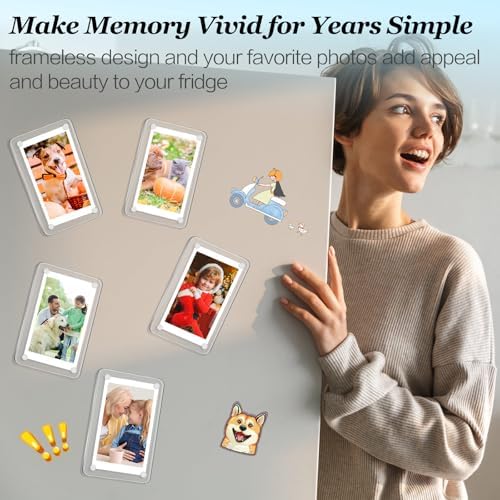 100 Pcs Acrylic Fridge Magnetic Frames for Photos Mini Pictures- Double Sided Clear Fridge Magnetic Frame for Refrigerator Locker Whiteboard Metal Cabinet, Classroom Photo Display (2.36 x 3.54 Inch) - Image 6