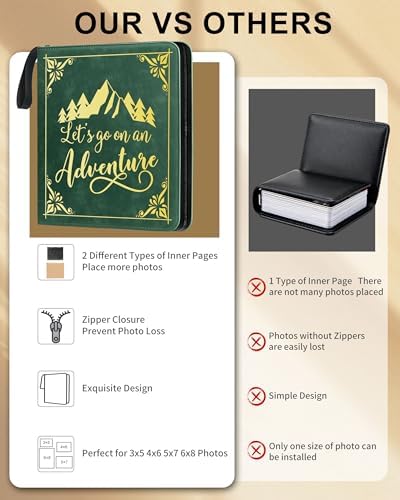 Adventure Leather Photo Album 4x6 200 Photos, DIY Scrapbook with 50 Sheets and 20 Blank Kraft Sheets, Travel Souvenir Diary Photo Book for Family Wedding Baby and Holiday Pictures - Image 6