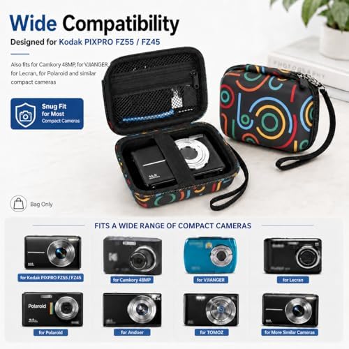Digital Camera Hard Case for Kodak PIXPRO FZ55/FZ45 for CAMKORY for Duluvulu 4K for PowerShot ELPH for Lecran for VAHOIALD for PowerShot ELPH/for IWEUKJLO Small Carrying Holder Bag Travel(Jet black) - Image 2