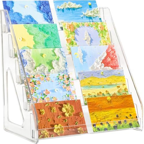5 Tier Card Stand, 2 Pack Clear Card Display for Greeting Cards, Postcards, Stickers,Sports Cards,Trading Card,Tiered display rack,Retail Photos Shelf for Vendors Craft Collection Show (2Pack-5Tier) - Image 4