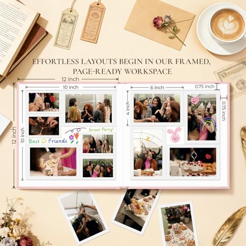 Vienrose Scrapbook Album 12x12 Inch Linen 420gsm Kraft 40 Pages Pink - Image 4