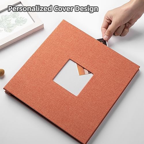 Photo Album Self Adhesive Scrapbook Album for 4×6 Pictures DIY Magnetic Linen Cover Album 15 Sheets/30 Blank Pages for Family Wedding, Birthday, Christmas, Anniversary (Orange) - Image 4
