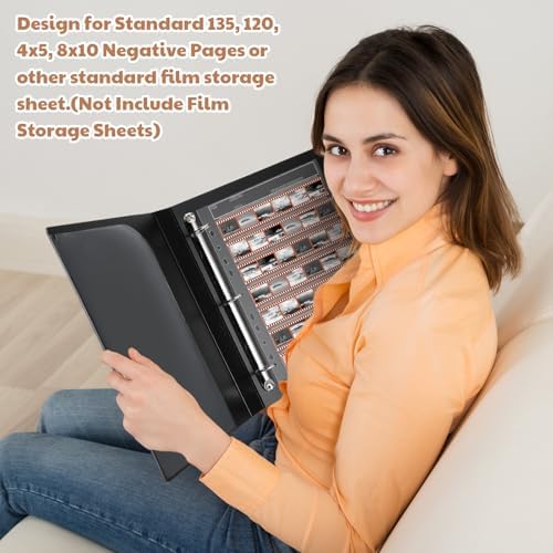 Affrolling 1 Pack Acid Free Film Protector Storage Box 3 Ring Negative Binder Preservers Portfolio Folder for Artwork Folder for 120 Film and 135 35 mm Negative - Image 6