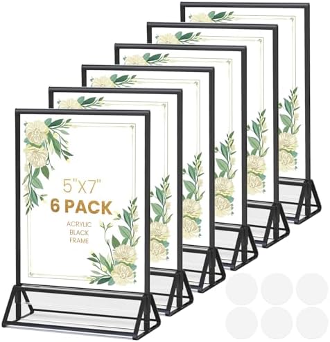 Acrylic Sign Holder 5X7 Double-Sided Black Picture Frame -6 Pack by AcrylicSignHolderMahjongRacks%EF%BC%8CMahjongBags