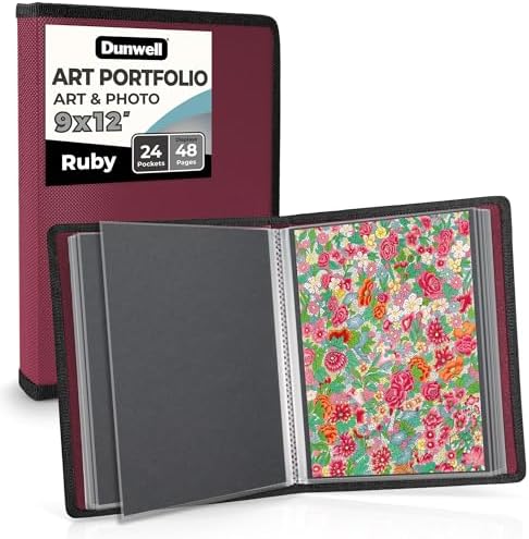 Dunwell Art Portfolio 9x12, 24 Pockets, Displays 48 Pages, Ruby by Dunwell