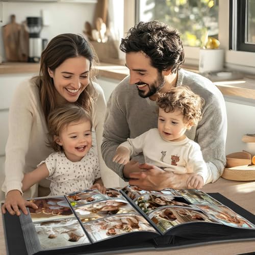 Artmag Photo Album 4x6 1000 Photos, Large Capacity Wedding Family Leather Cover Picture Albums Holds Horizontal and Vertical 4x6 photos with Black Pages(Beige) - Image 5