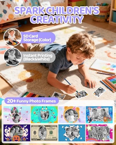 CalineGam Kids Instant Print Camera, 1080P HD Dual Lens with 32GB Card | 2.4" Screen Kids Camera with 3 Paper Rolls, 16X Zoom, Christmas Birthday Gifts for Girls and Boys Age 3-12 - Image 4