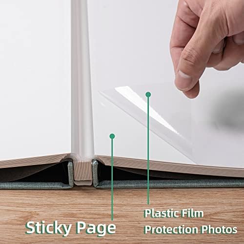 Large Photo Album Self Adhesive Scrapbook Album for 4×6 5×7 8×10 Pictures DIY Magnetic Linen Cover Album 40 Pages for Family Wedding Gifts with Metal Pen and Plastic Board - Image 5