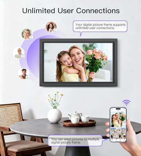 64GB Uhale 15.6" Digital Picture Frame, Large WiFi Electronic Photo Frames 1920 x 1080 IPS FHD Touch Screen, Share Photos and Videos Anywhere, Support SD/USB, Best Gifts for Parents and Grandparents - Image 6