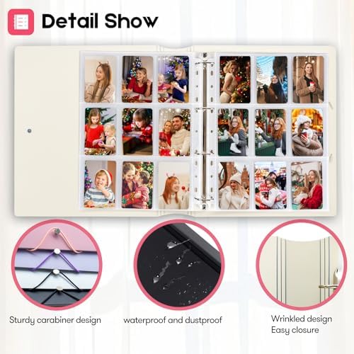 A4 Kpop Photocard Binder, 4 Ring Binder Photo Album for Fujifilm Instax Mini Camera Polaroid Printer Photo Film, 2x3 inch Kpop Photocard Holder Book with 25 Pages 9 Pocket (Purple) - Image 4