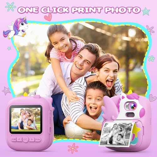 Kids Instant Print Camera, 1080P HD Video & 2.4" Screen Toy Camera | Includes 32GB Card & Print Paper, Inkless Print, 16X Zoom, Christmas Birthday Dinosaur Gifts for Boys Girls Age 3-12 - Image 2