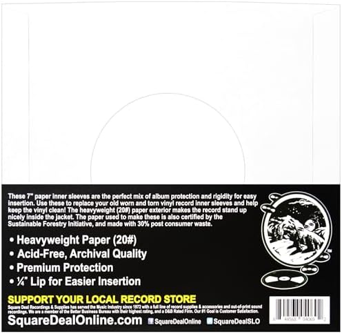 (25) Archival Quality Acid-Free Heavyweight Paper Inner Sleeves for 7 Inch Vinyl Records #07IW - Image 3