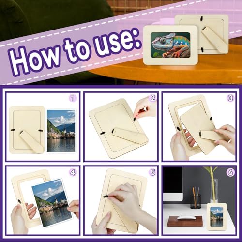 VOKOY 20 Pack Wooden Picture Frames for Crafts, DIY Wood Craft Picture Frames Bulk for 4" x 6" Photos,Unfinished Standing Photo Frames DIY Crafts Wood Decorate for Birthday Party Gifts - Image 6