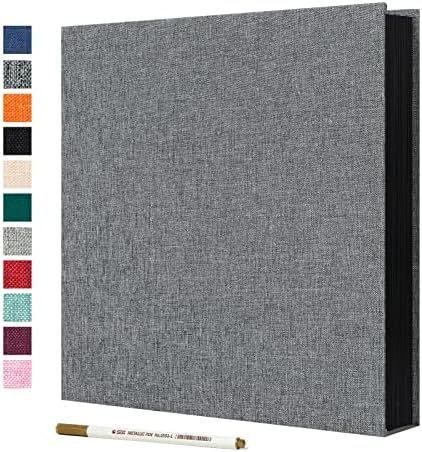 Spbapr Large Photo Album Self Adhesive Linen Cover Magnetic Scrapbook Album DIY Scrap Book 40 Black Sticky Pages for 3x5 4x6 5x7 8x10 Pictures with A Metal Pen 11"x10.6" 40pages by Spbapr
