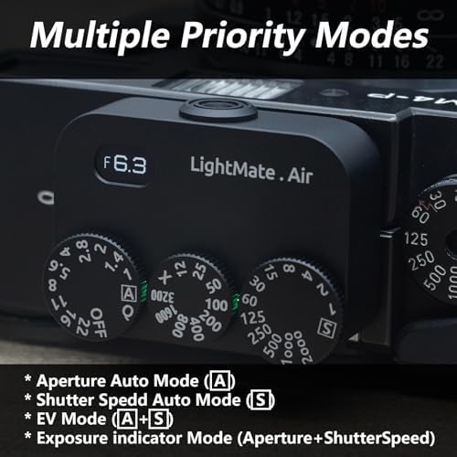 LightMate AirPro Light Meter Photography, 35° Wide-Angle Reflective Digital Exposure Meter, Rechargeable 20H Battery Life, 3 Dials Retro Exposure Indicator, for Leica & Other Film Cameras, Black Metal - Image 2