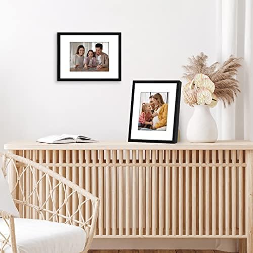 Americanflat 9x12 Picture Frame with Shatter-Resistant Glass - Set of 2 - Use as 6x8 Frame with Mat or Display 9x12 Photo Without Mat - Streamline Collection - Tabletop or Wall Display - Black - Image 4