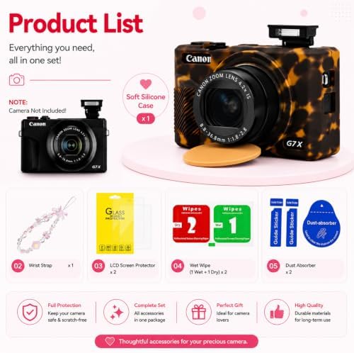 Camera Case for Canon G7X Mark III, Silicone Cover with Lens Cap - Image 3