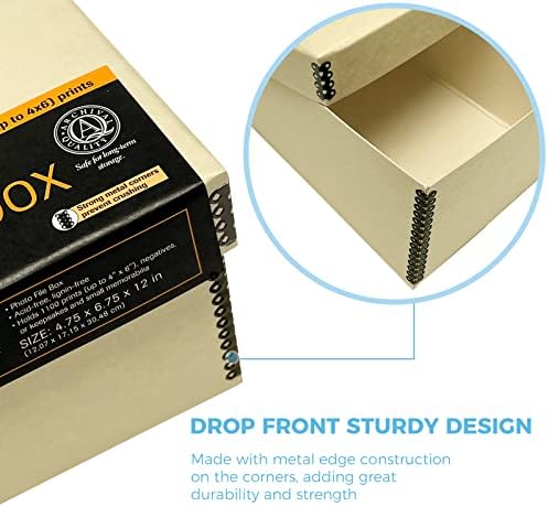 Lineco Archival Photo Card Box, Museum-Quality Storage, 4x6x12 Inch, Tan - Image 4