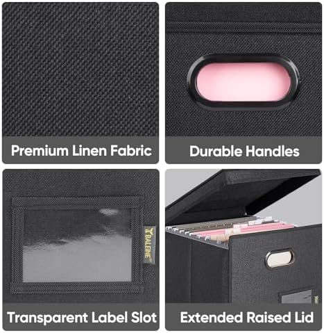BALEINE File Organizer Box with Lid, Collapsible Hanging File Storage Box - Image 6