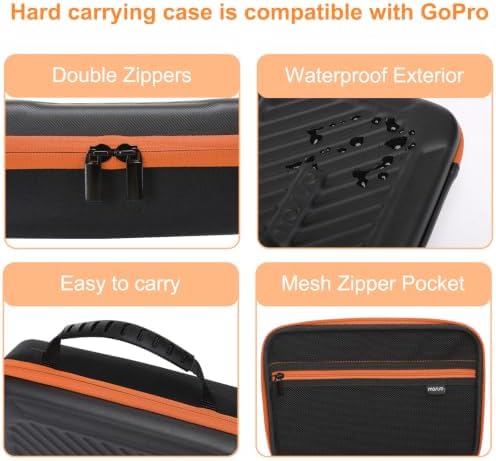 MOSISO Camera Case, Hard Travel Carrying Action Camera Case, Black & Orange - Image 7