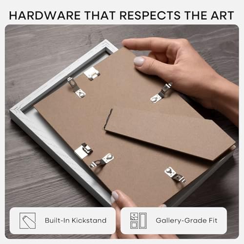 Homeforia 10x10 White Oak Picture Frame, High-End Wood, 8x8 Mat, Glass - Image 5