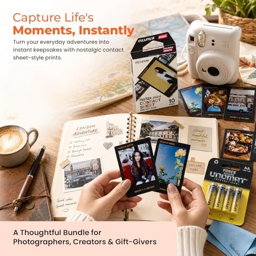 FUJIFILM Instax Mini Contact Sheet Instant Film (20 Shots) + 4 AA Batteries + BluebirdSales Microfiber Cleaning Cloth – Creative Photography Bundle (20 Shots Contact Sheet) - Image 4